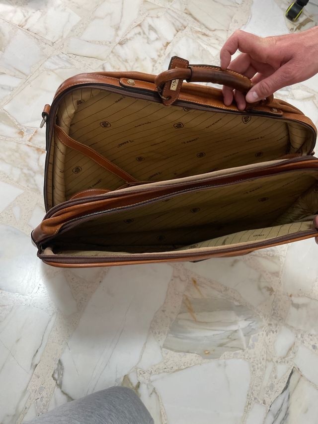 Borsa viaggio in pelle, made in italy, marrone.