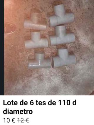 Lote de 6 tes d pvc y de 110 diametro