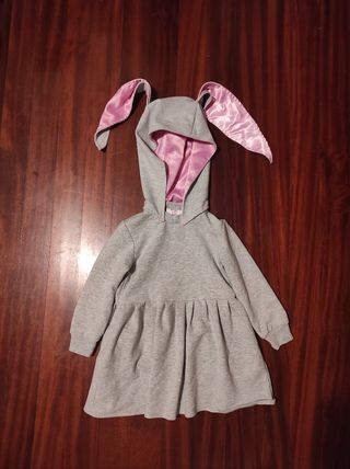 Vestido capucha conejito talla 92cm