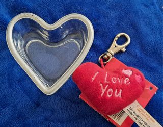 Set cuore in vetro e portachiavi