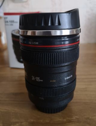 Taza térmica objetivo Canon