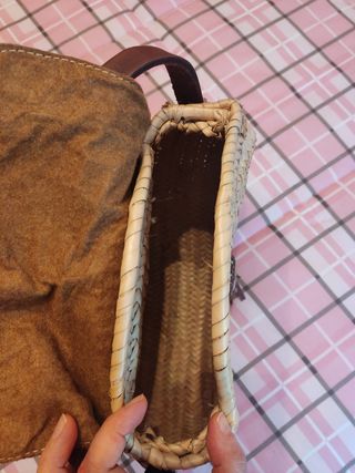 Bolso cuero y paja nuevo
