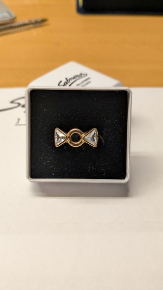 Anillo Chapado en Oro con 2 Circonita - Talla 16mm