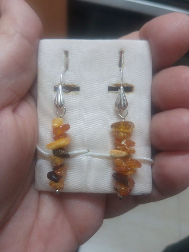 Pendientes plata y ámbar