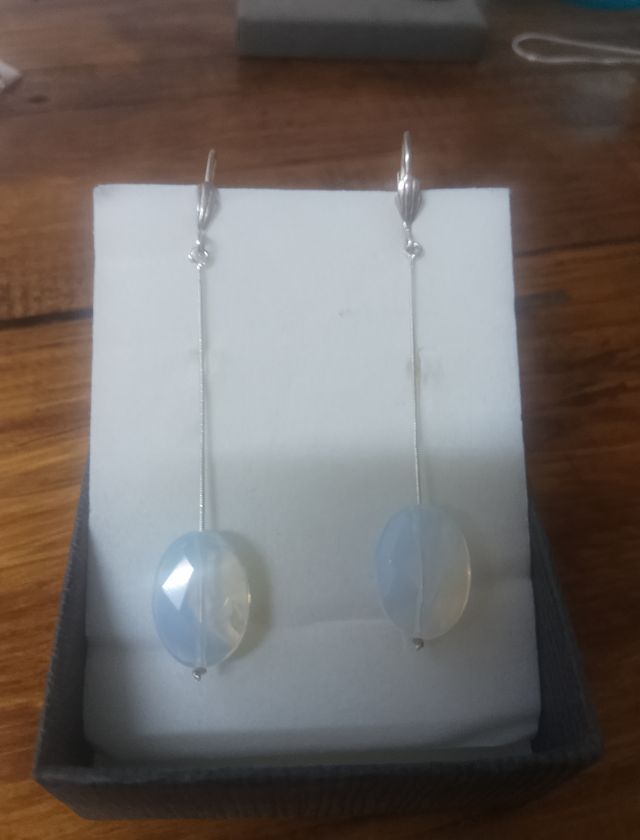 Pendientes plata y cristal de ópalo