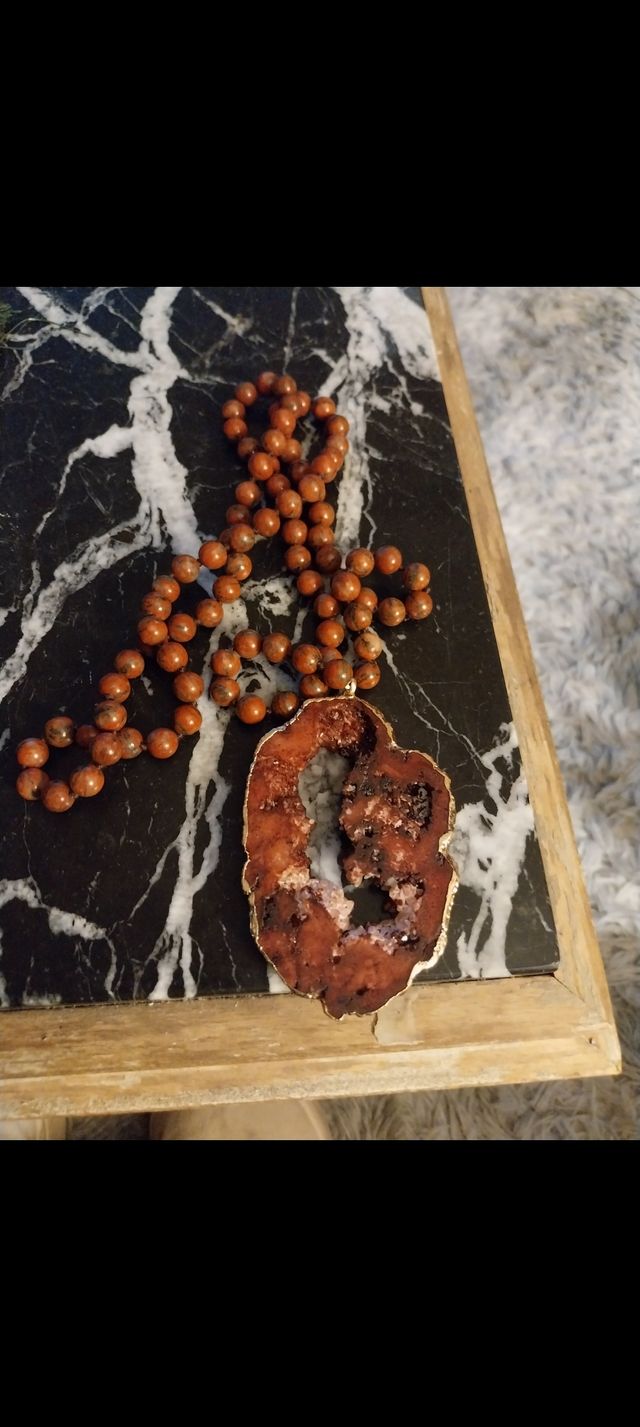 Collar ágata marrón