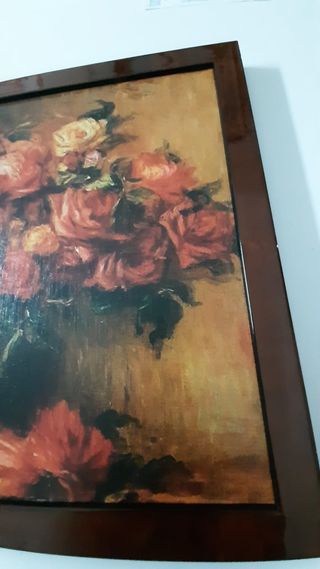 Renoir, Vaso con fiori stampa in Cornice in radica