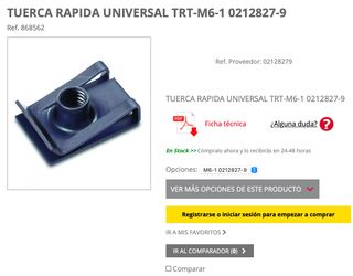 20x Tuerca rápida universal M6 bolsa 20 unidades