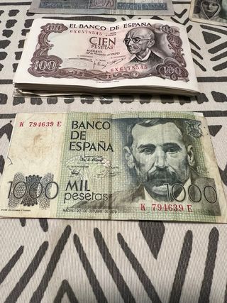Billetes de cien pesetas