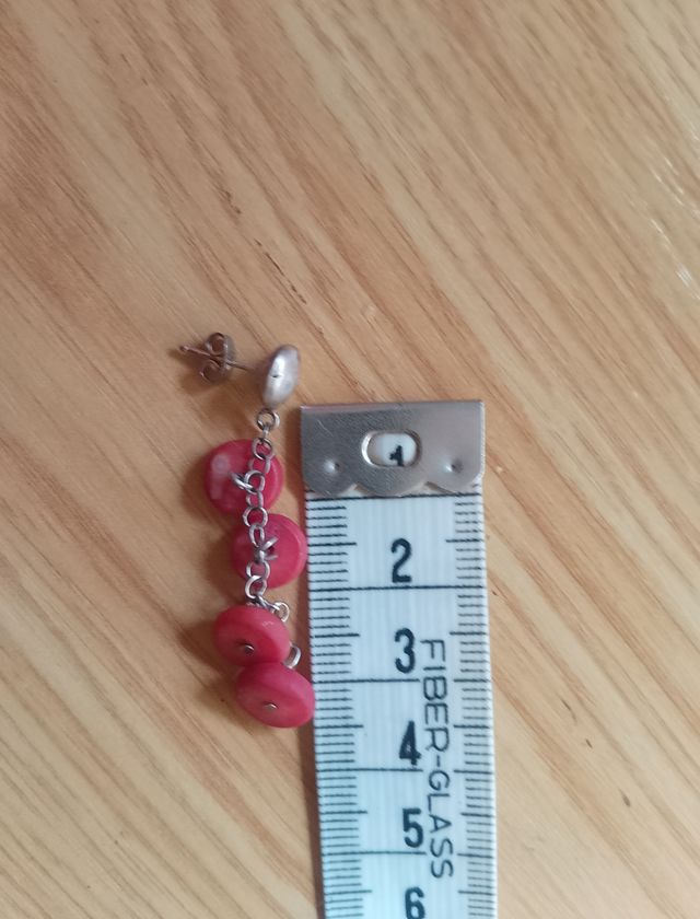 Pendientes de plata y discos de coral