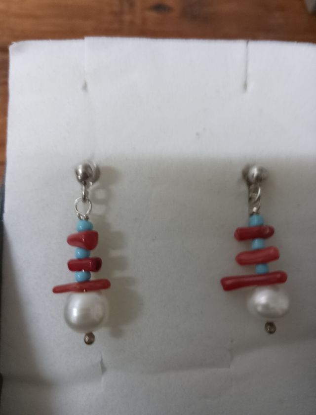 Pendientes plata y coral
