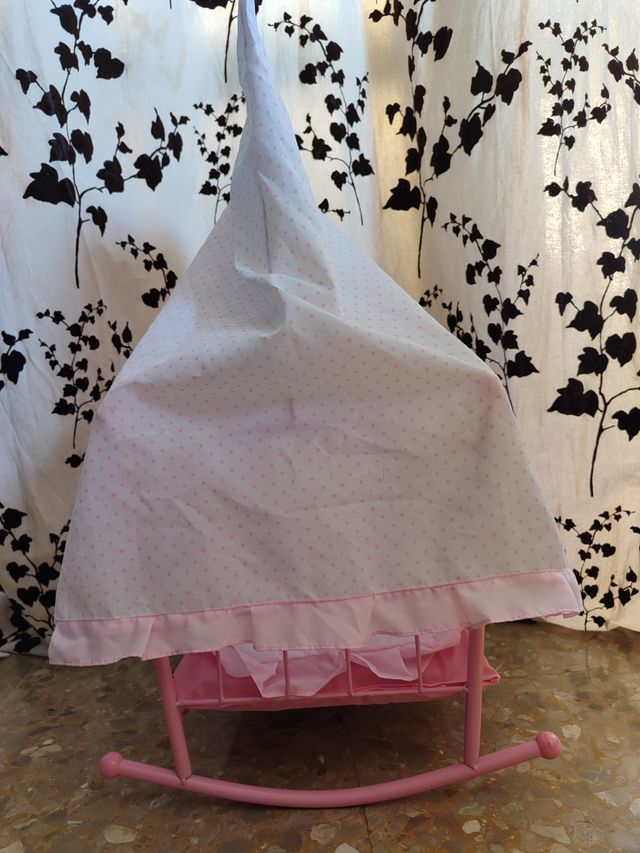Cuna balancin con dosel para muñecos