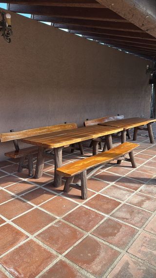 Conjunto mesas y sillas jardín macizas