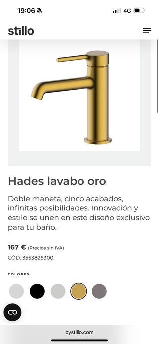 Grifo lavabo Stillo dorado oro