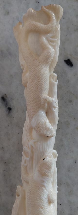 costilla de vaca tallada con lagartos