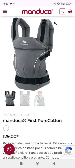 Mochila portabebés MANDUCA pure cotton