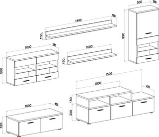 Mueble de salón negro y blanco