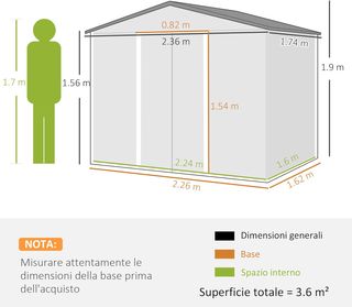 Cobertizo de jardín de Chapa de Acero de 3,6m2,