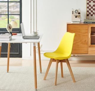 Conjunto 4 sillas Acolchadas + Mesa 80cm Blanca