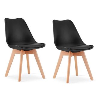 Conjunto 4 sillas Acolchadas + Mesa 80cm Negra