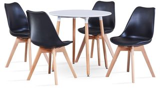 Conjunto 4 sillas Acolchadas + Mesa 80cm Negra