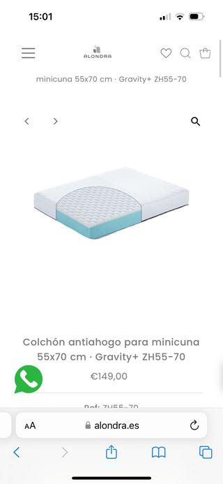 Colchon minicuna 55x70 alondra  sabanas