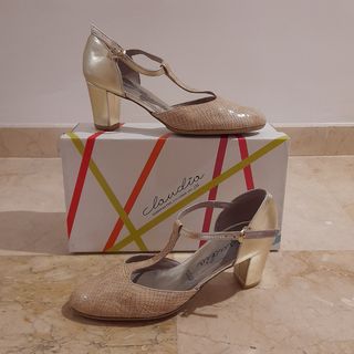 Zapatos de Salón Piel  Dorado T-39