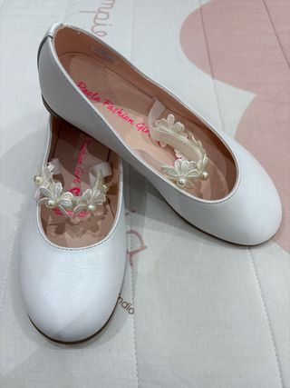 Zapatos fiesta niña blanco perlado talla 34