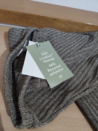 Falda larga canalé marrón topo Talla S/36 - NUEVA 