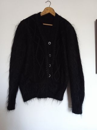 Chaqueta lana pelo largo y ante