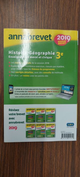 Annales Annabrevet 2019 L'intégrale du nouveau brevet 3e: pour se préparer aux 4 épreuves écrites et à l'épreuve orale (Annabrevet, 6) (French Edition)