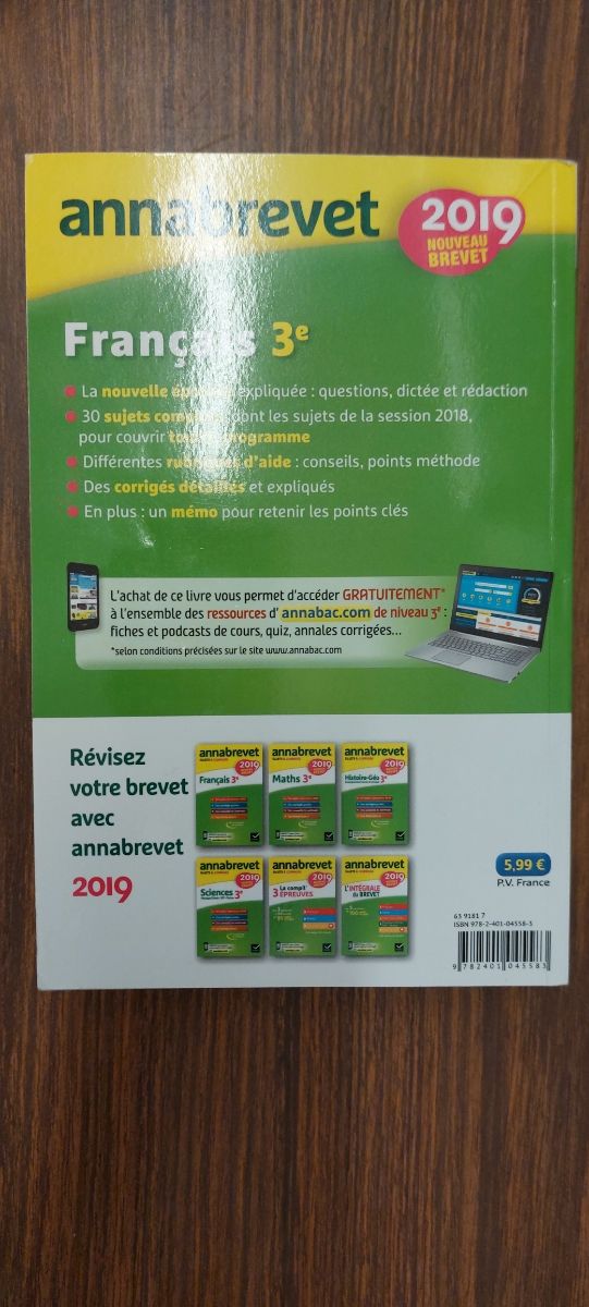 Annales Annabrevet 2019 L'intégrale du nouveau brevet 3e: pour se préparer aux 4 épreuves écrites et à l'épreuve orale (Annabrevet, 6) (French Edition)