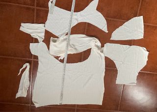 Trozos de tela crema de punto