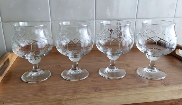 4 COPAS VINTAGE CRISTAL TALLADO