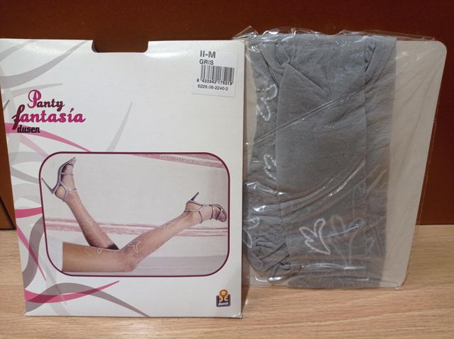 Medias panty fantasía gris talla M
