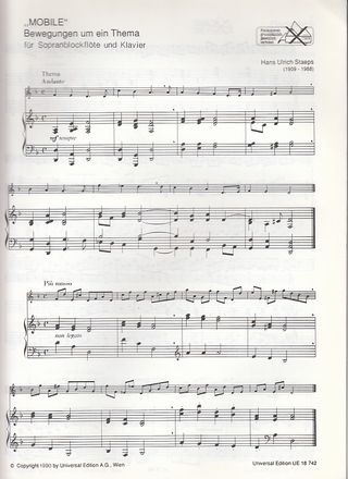 H. U. Staeps. Mobile. Para flauta soprano y piano