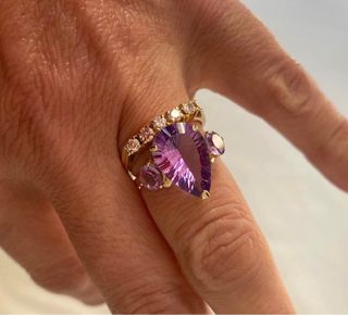 Anillo oro 14k con amatistas 