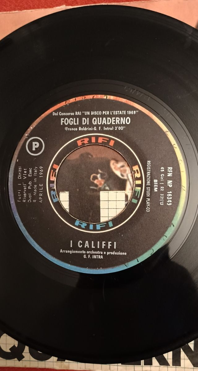 45 giri 'I Califfi' inciso 11.04.1969