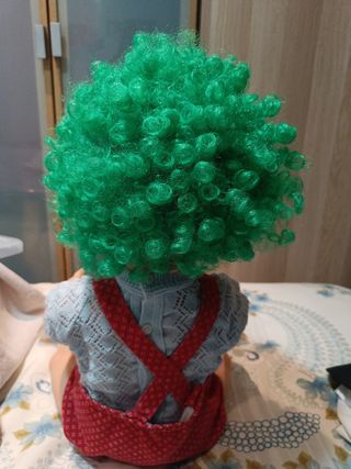 Peluca verde rizada