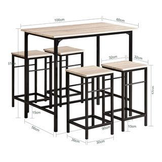 Juego Mesa Alta de Bar con 4 Taburetes