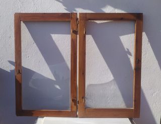 Lote 5 hojas de ventana madera rustico