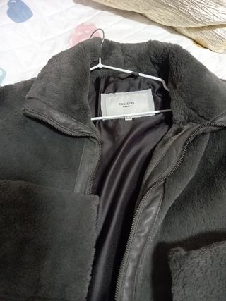 Chaqueton piel gris sintetico