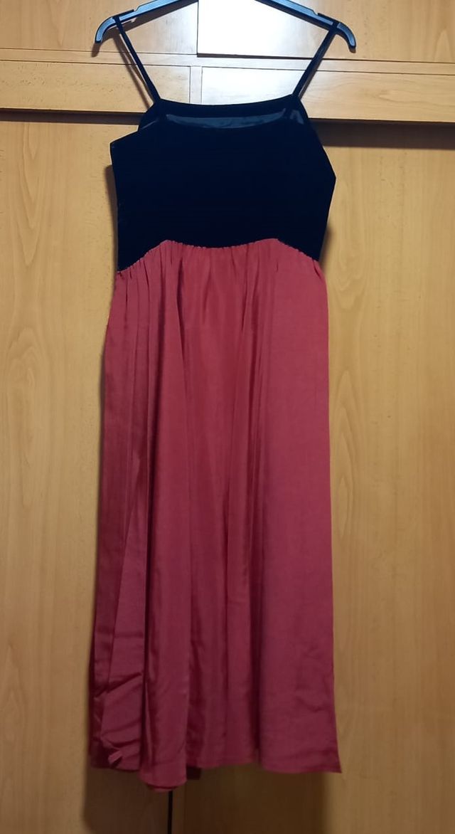 Vestido Vintage de tirantes Rojo y Negro Talla 44