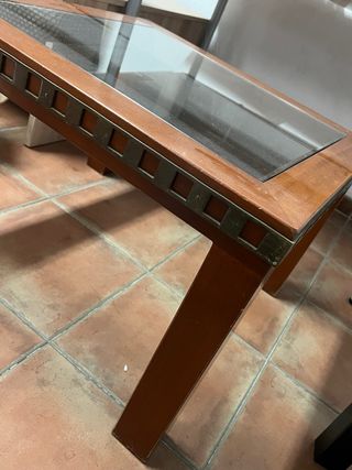 Mesa centro madera y cristal