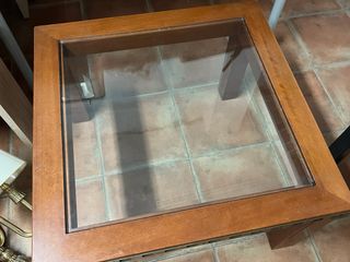 Mesa centro madera y cristal