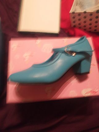 Zapato flamenca azul turquesa
