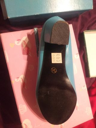 Zapato flamenca azul turquesa