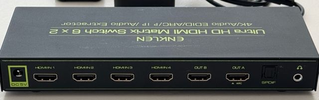 ENKLEN Ultra HD HDMI Matrix Switch 6x2 4K Audio