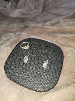 Set anello e orecchini gufo 