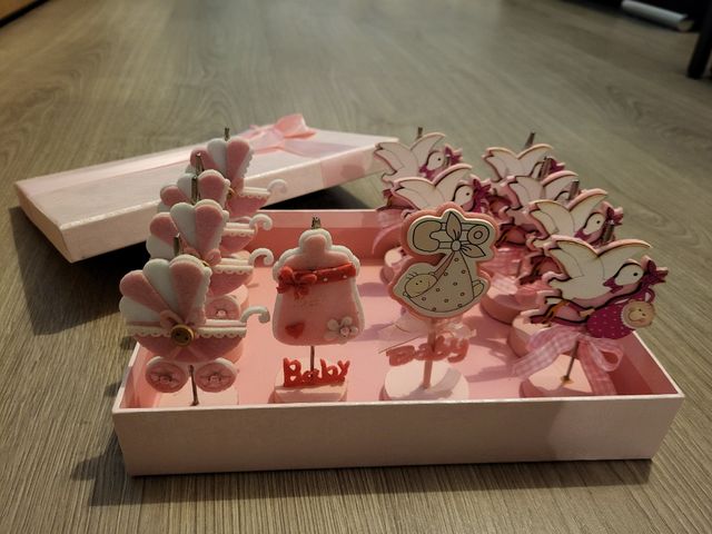 Clips sujeta foto bebé madera rosa